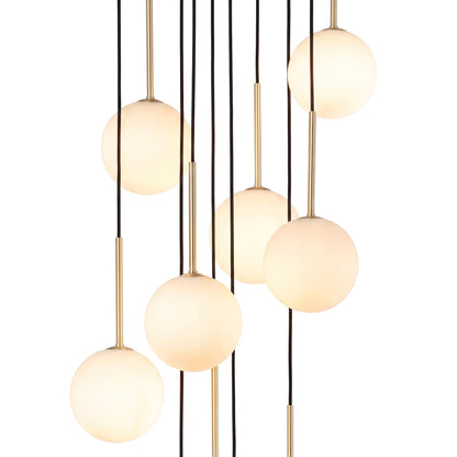 NILOS 10-Light Gold & Glass Cascade Chandelier for Stairwell & Entryway