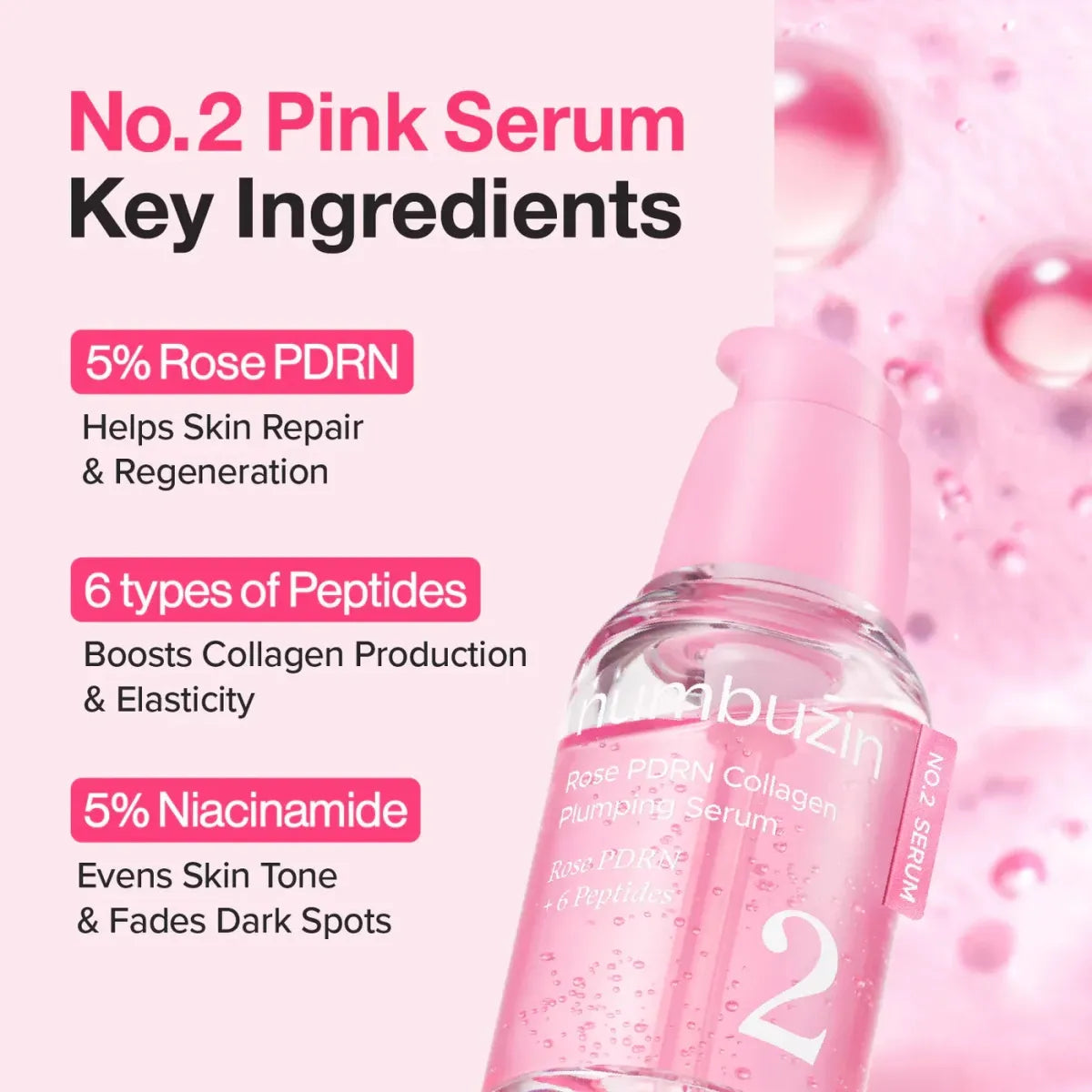 Numbuzin No.2 Rose PDRN Collagen Plumping Serum 30ml