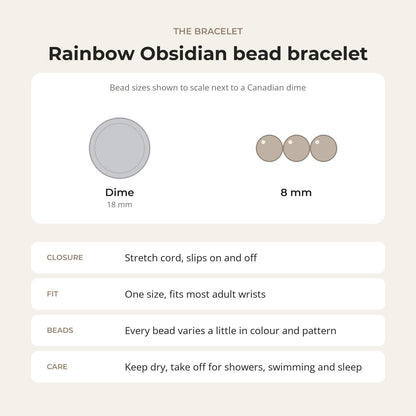 Obsidian Rainbow Round Bracelet - 8mm