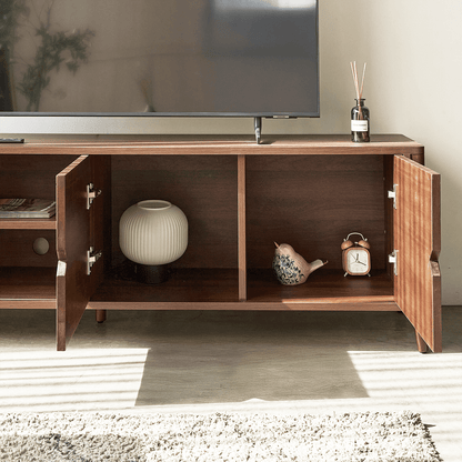 Odense Brown Wood TV Stand Entertainment Console with Chevron Detail