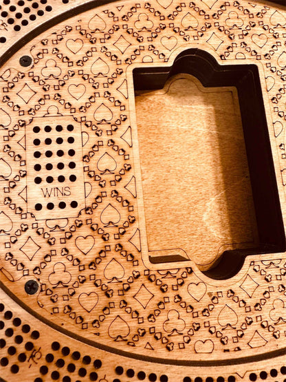 Personalized 4-Track  Cribbage Board – Handcrafted, Custom Engraved & Stand-Up Display