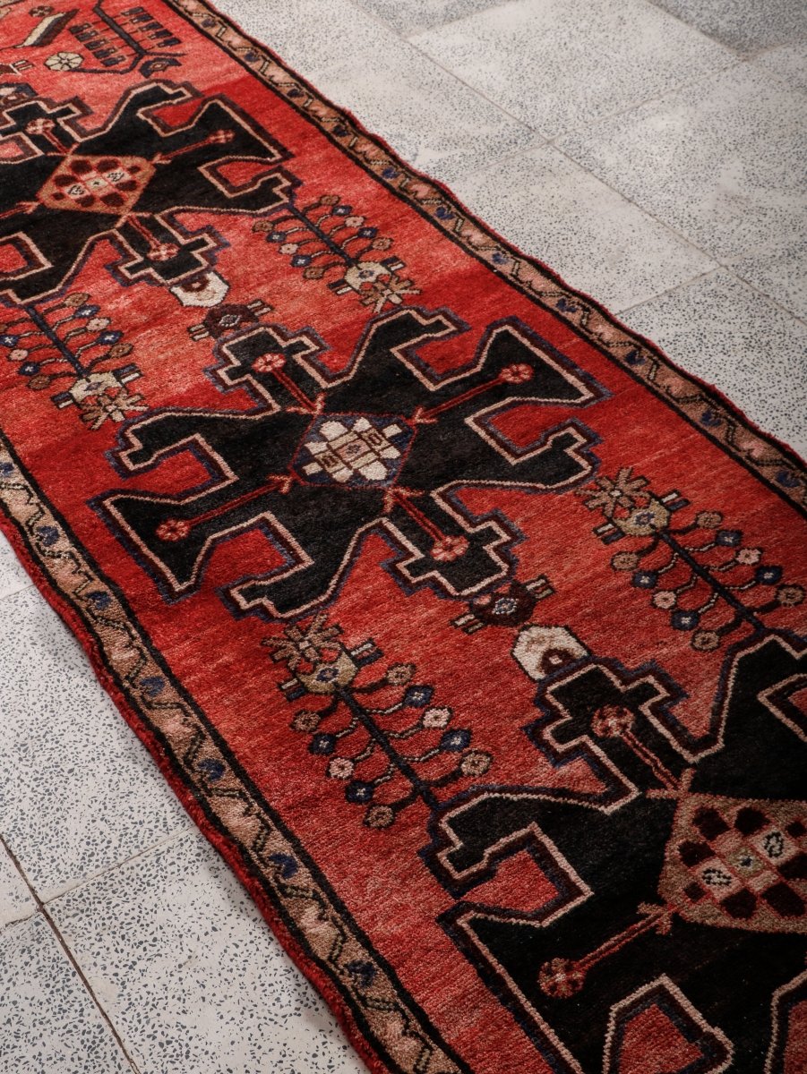 Persischer Hamadan Brückenläufer Teppich | 2' 9" x 9' 1"