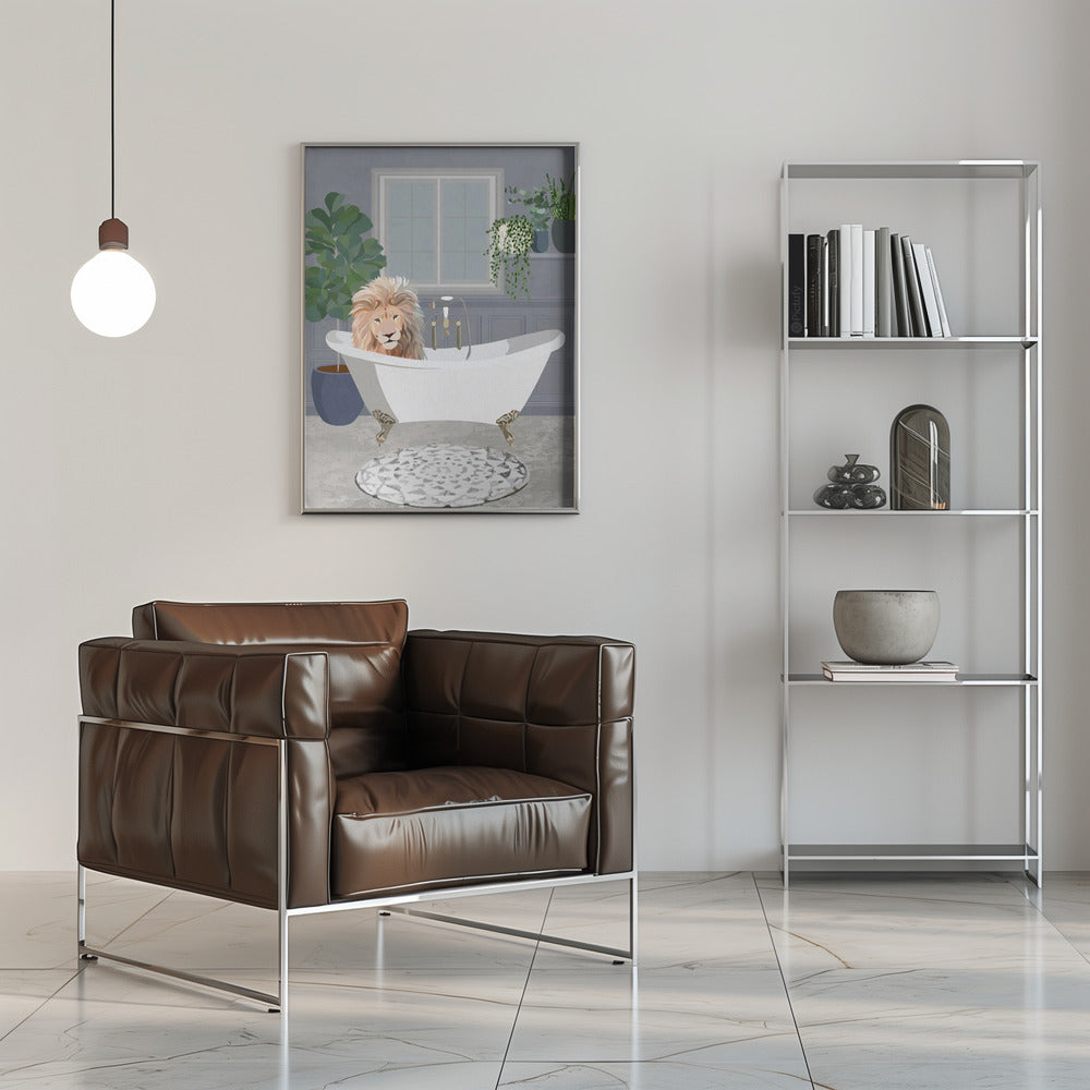 Wall Art Lion Takes A Bath Canvas Print