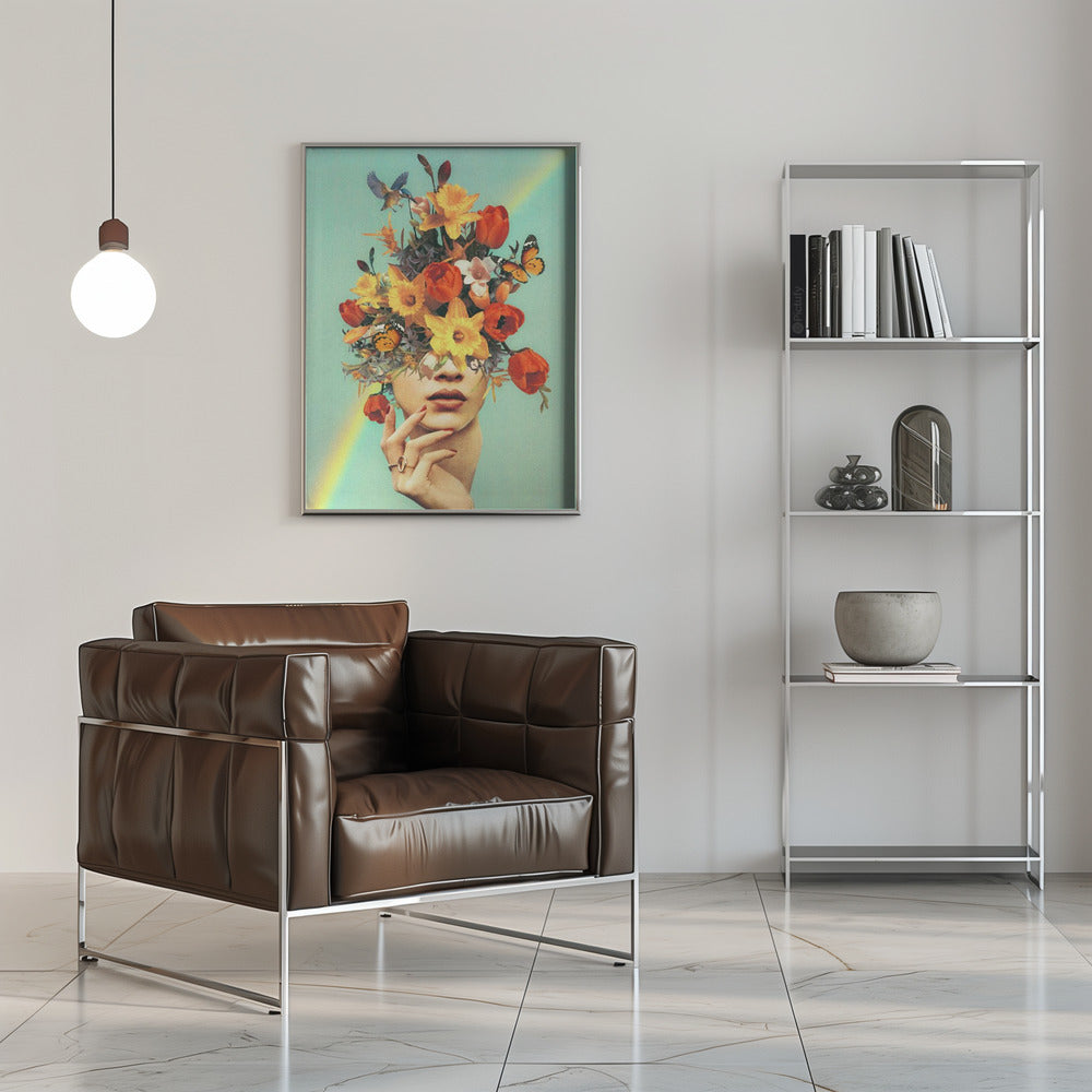 Wall art  Baby's in bloom - Rainbow, flowers, birds &amp; butterflies