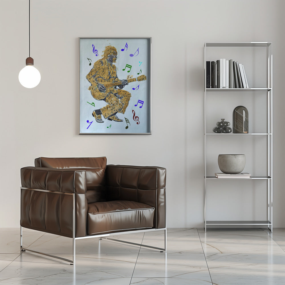 Wall art Guitarist Music Notes Canvas Print