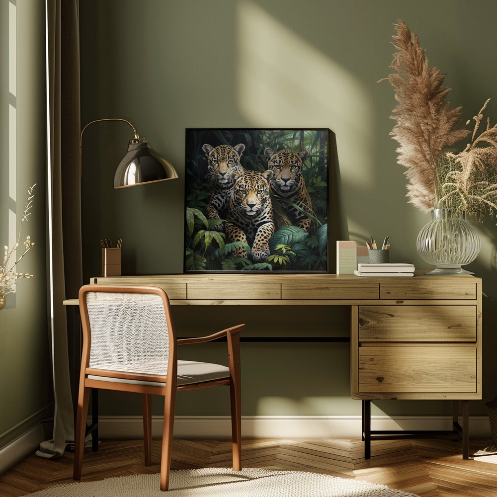 Wall art Three jaguars in the jungle