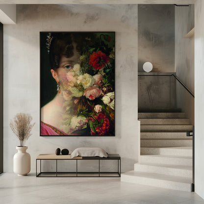 Portrait of Hortense de Beauharnais, queen of Holland with flower still life