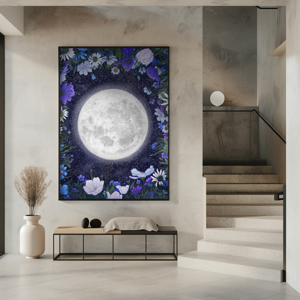 ウォールアート 真夜中の草原 ブルー オリジナル
