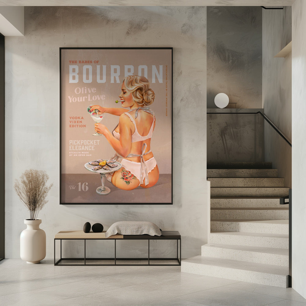Wall art Babes of Bourbon Vol 16 Vintage Vodka Martini Pin Up Girl