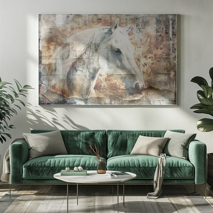 Wandbild Pferd Tier Vintage Kunst Illustration Wandkunst 06