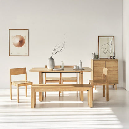Plank Natural Rubberwood 6-8 Person Dining Set