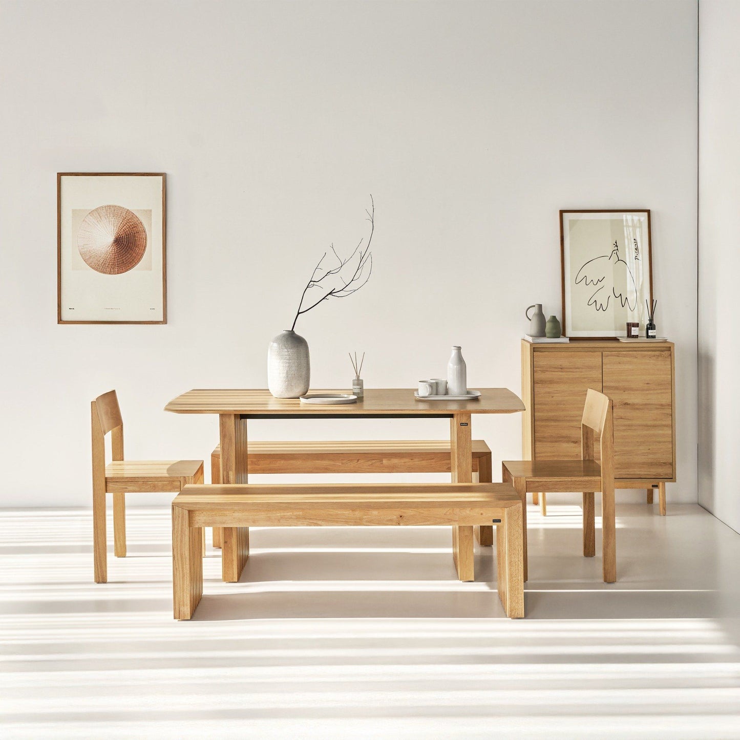 Plank Natural Rubberwood 6-8 Person Dining Set