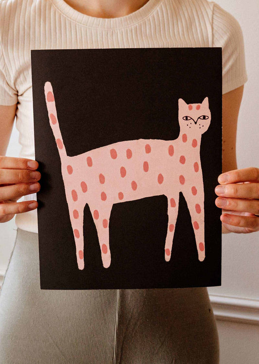 遊び心のある猫のアートプリント