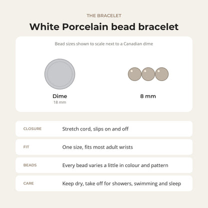 Porcelain White Faceted Round Bracelet - 8mm