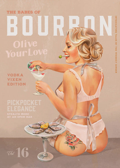 Wall art Babes of Bourbon Vol 16 Vintage Vodka Martini Pin Up Girl
