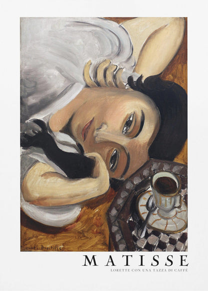 Wall art Lorette Con Una Tazza Di Caffe 1916 Boarder