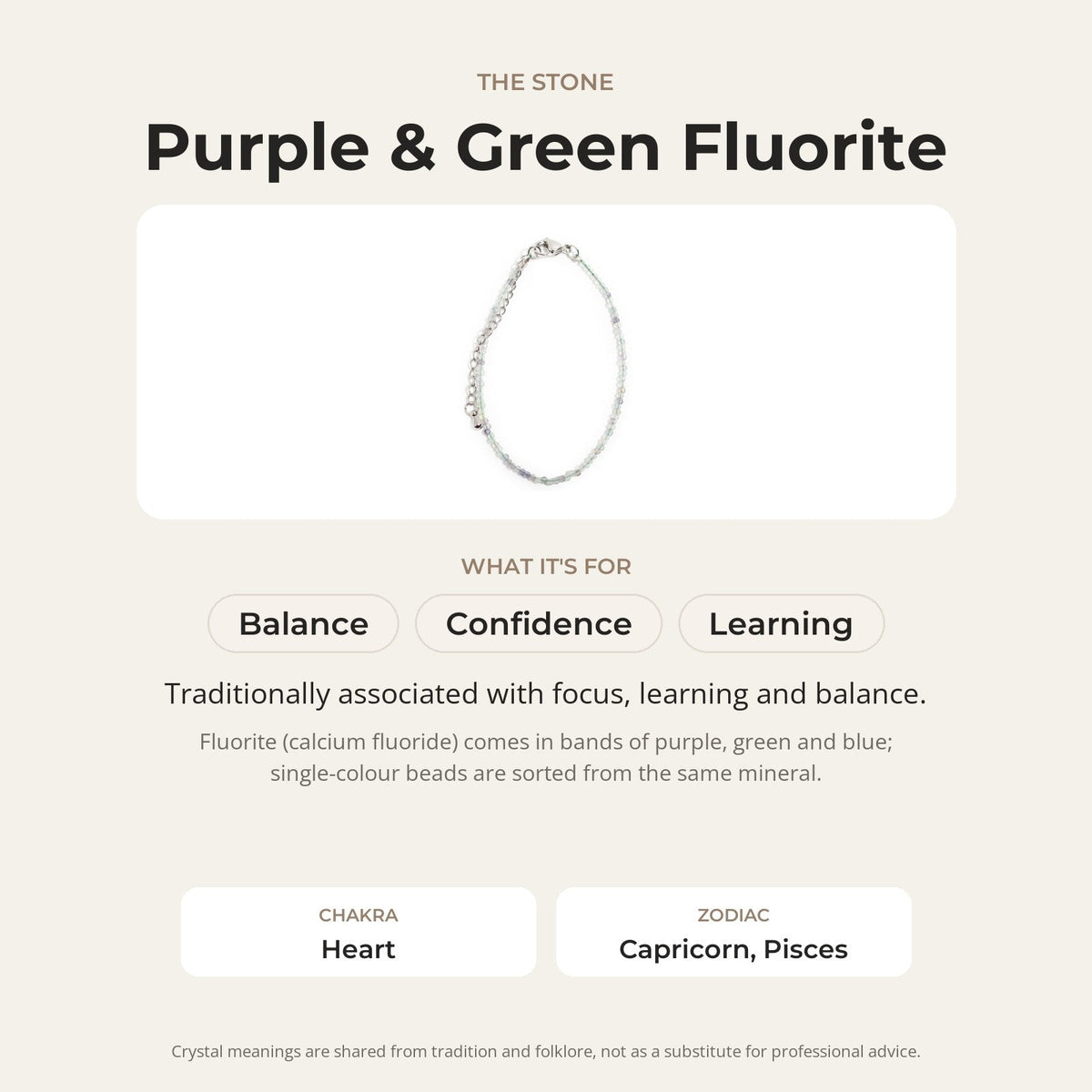 Purple and Green Fluorite Bracelet - 2-3mm