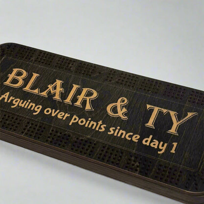 Personalized Cribbage Board with Card and Pegs Storage,Rectangular Size,With Scoring Panel