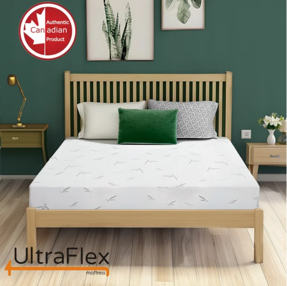 UltraFlex® RestEasy Matratzen- und Boxspring-Set – Wendbare Gel-Schaummatratze, ideal für Etagenbetten, Ausziehbetten, Wohnwagen, Wohnmobile, Bambus-Haptik, CertiPUR-US®-zertifiziert, mittelfest, praktisch verpackt (Hergestellt in Kanada)