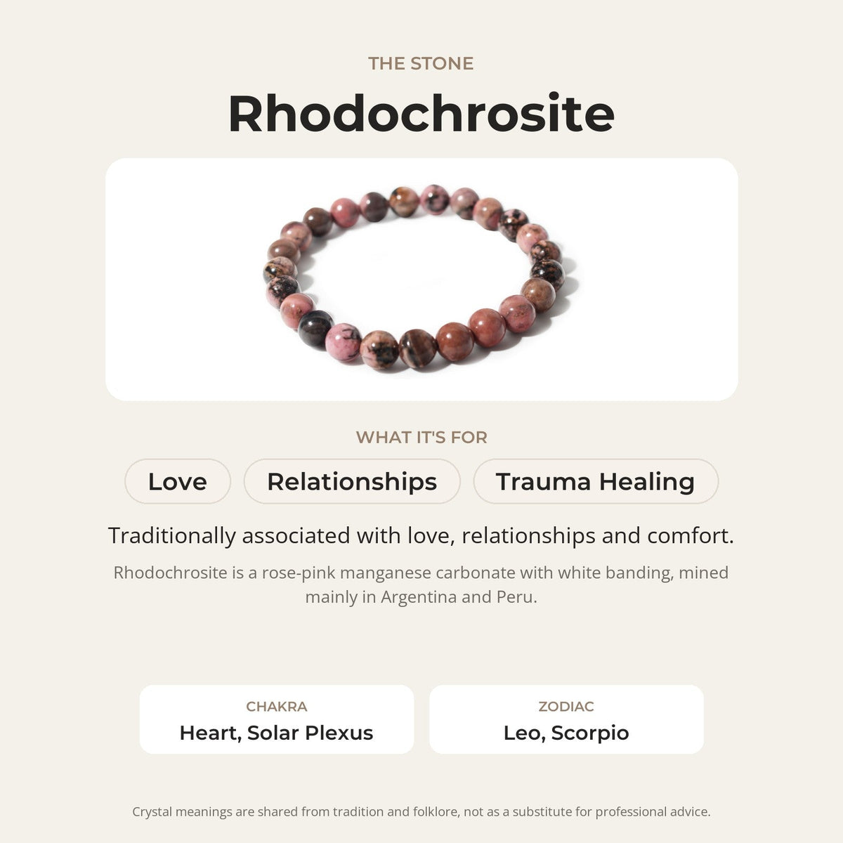 Rhodochrosite Bead Bracelet