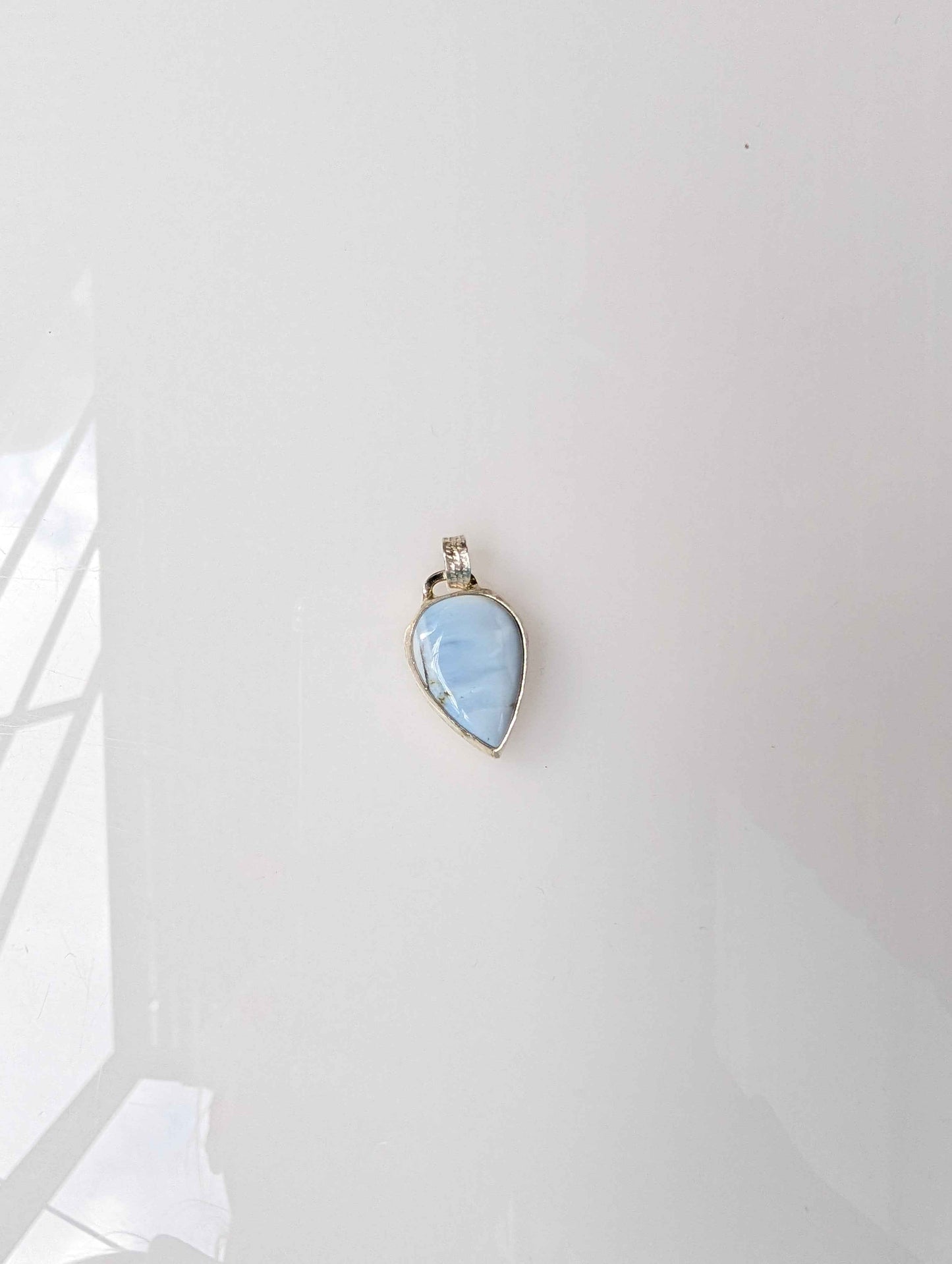 Moon Line Pendant | Pear-Shaped Blue Opal in Sterling Silver