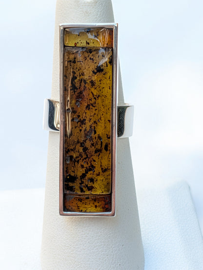 Forest Light Ring | Silver Baltic Amber Ring | Tears of the Sun Collection