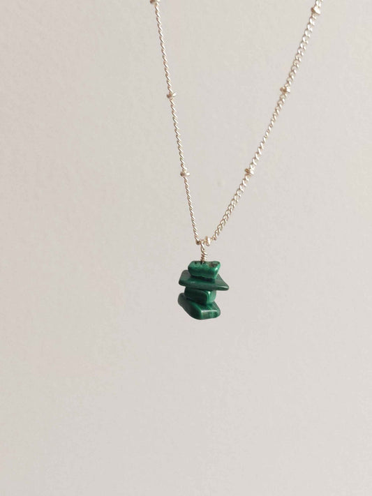 Malachite Inukshuk Necklace in Sterling Silver