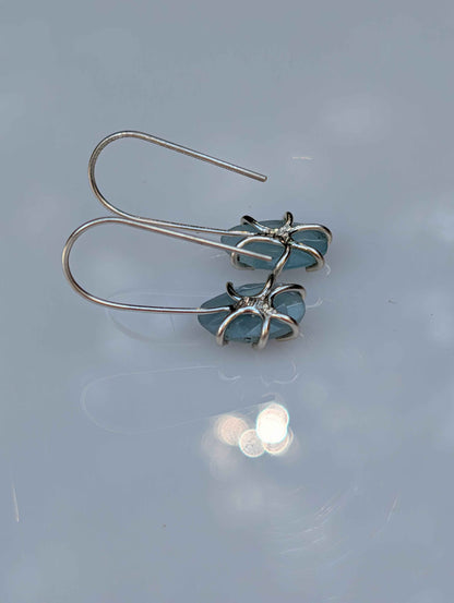 Tidal Grace Earrings – Aquamarine Beryl, Sterling Silver | Pair A