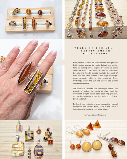 Helios Arc Bracelet | Sterling Silver Baltic Amber Bracelet | Tears of the Sun