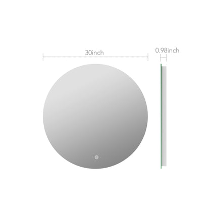 30"-42" Round LED Bathroom Mirror with Sensor Switch, Dimmable Backlit Anti-Fog Vanity Mirror