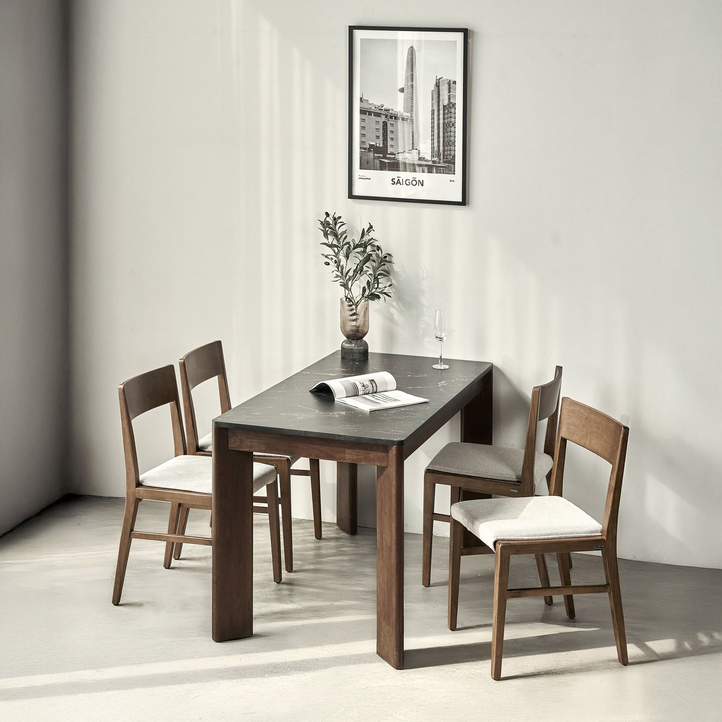 Scania Faux Marble Top Dining Table