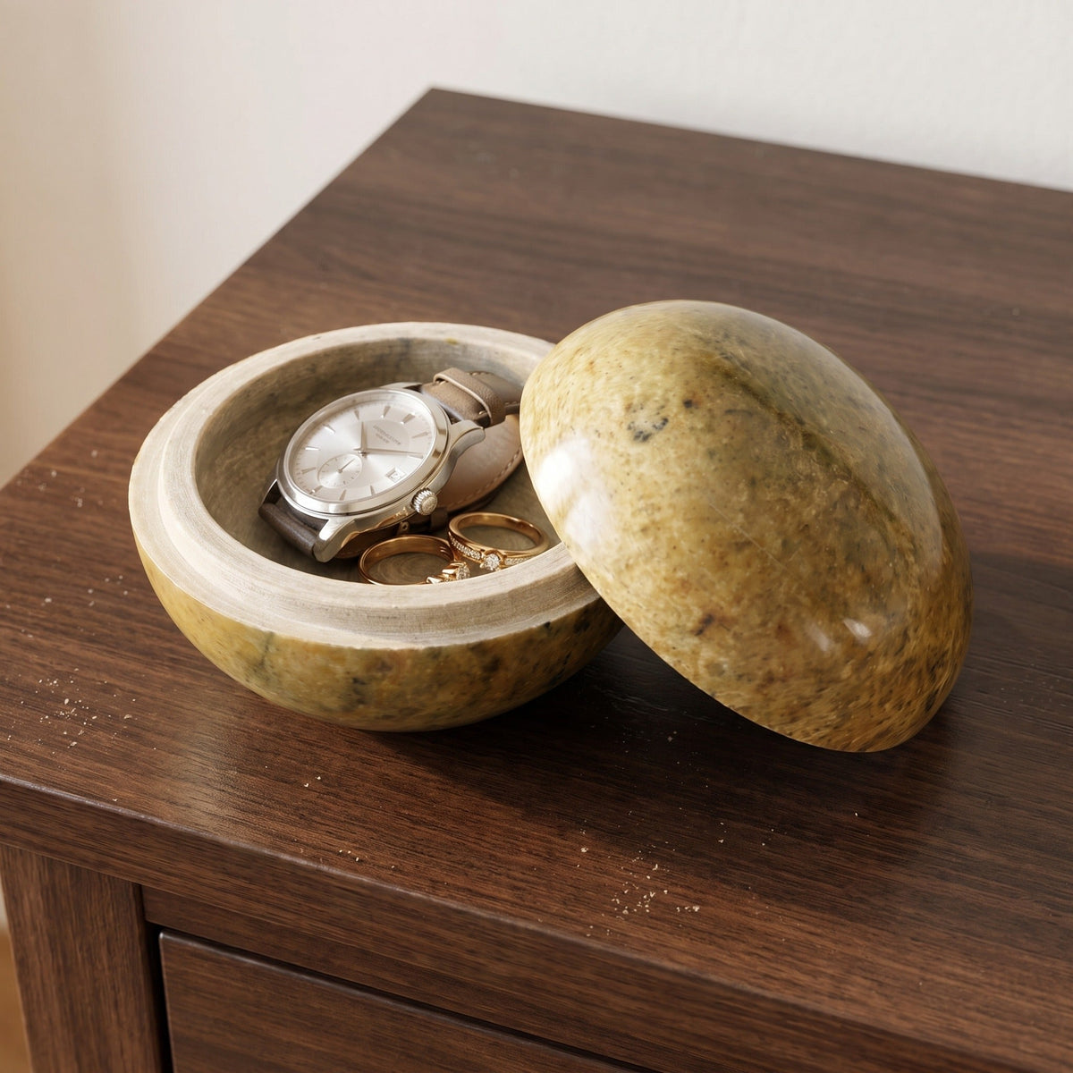 Soapstone Trinket Box - 4" Wide