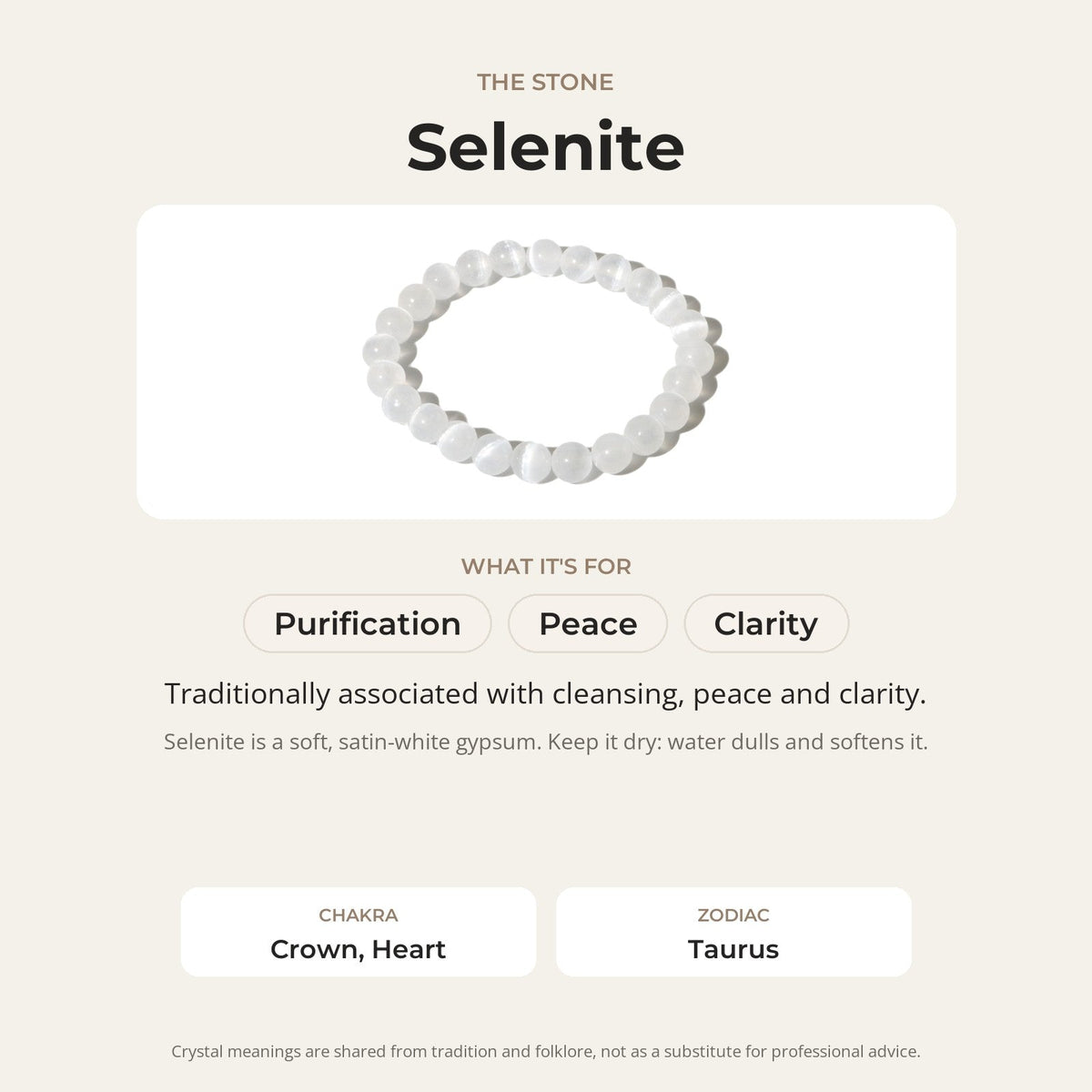 Selenite Round Bracelet - 8mm