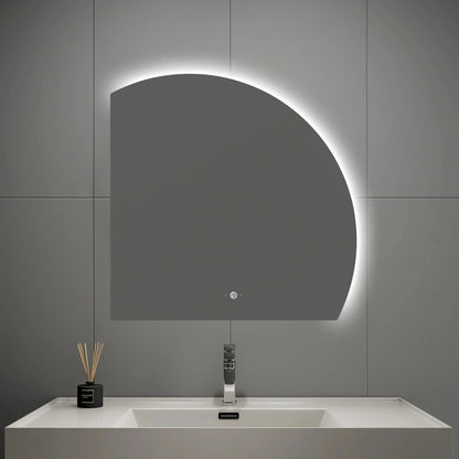 Semi-Circle LED Bathroom Mirror, Stepless Dimming, Tempered Glass – 32"x32" / 36"x36" / 42"x42"