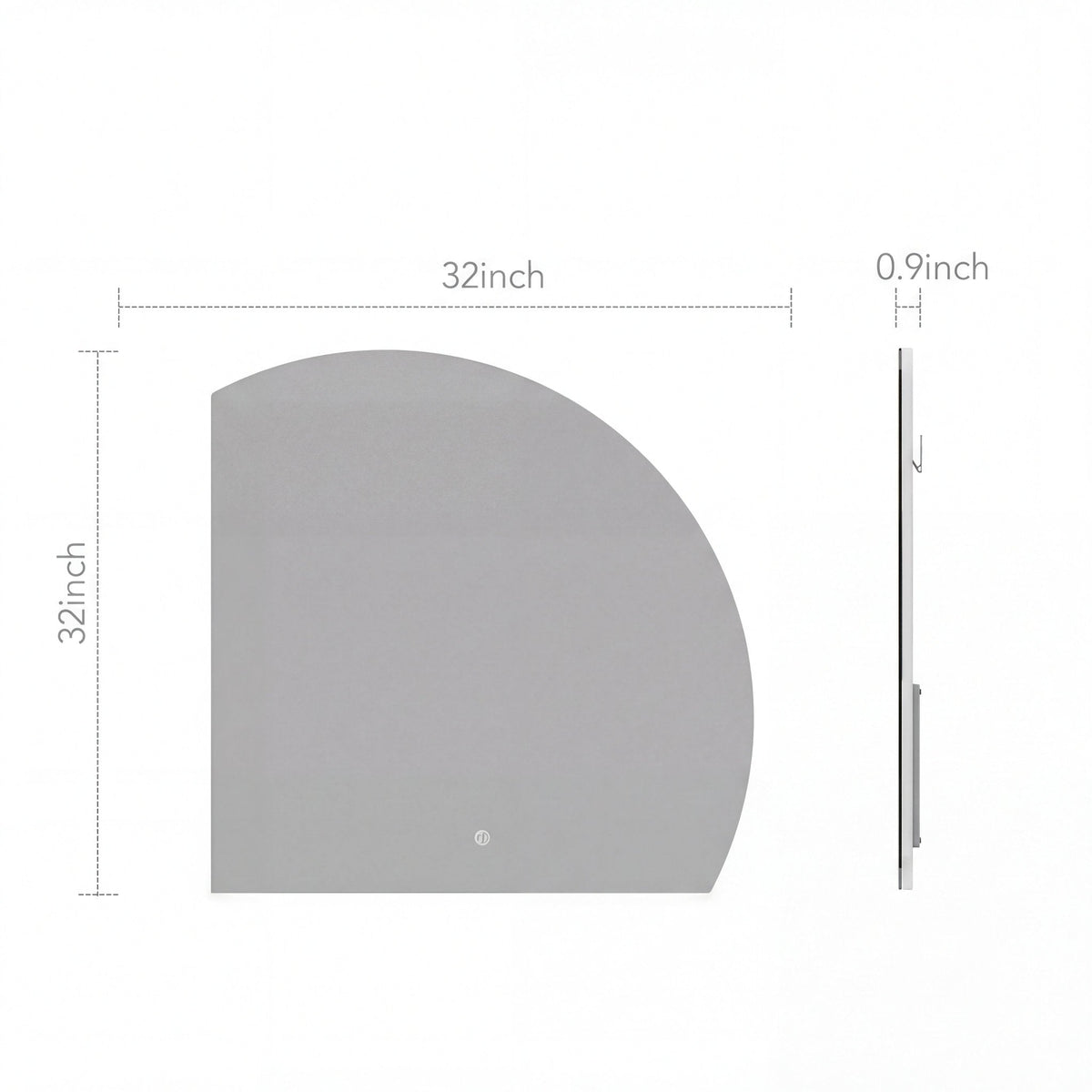 Semi-Circle LED Bathroom Mirror, Stepless Dimming, Tempered Glass – 32"x32" / 36"x36" / 42"x42"