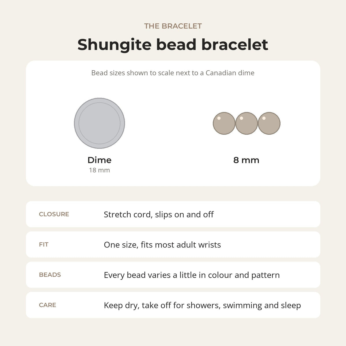 Shungite Bracelet Round - 8mm