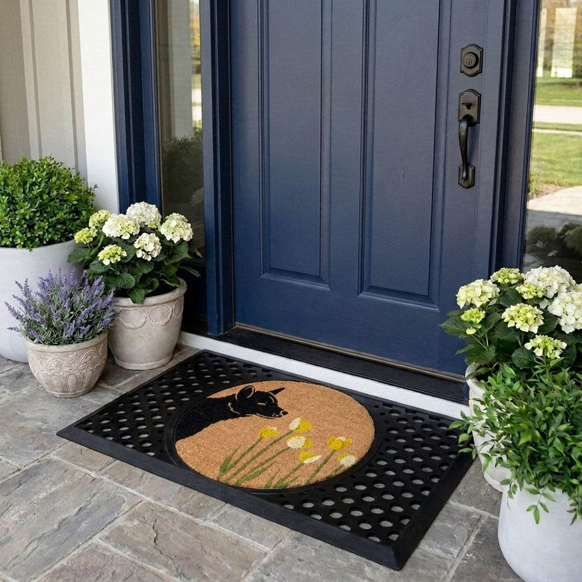 spring dog round doormat set