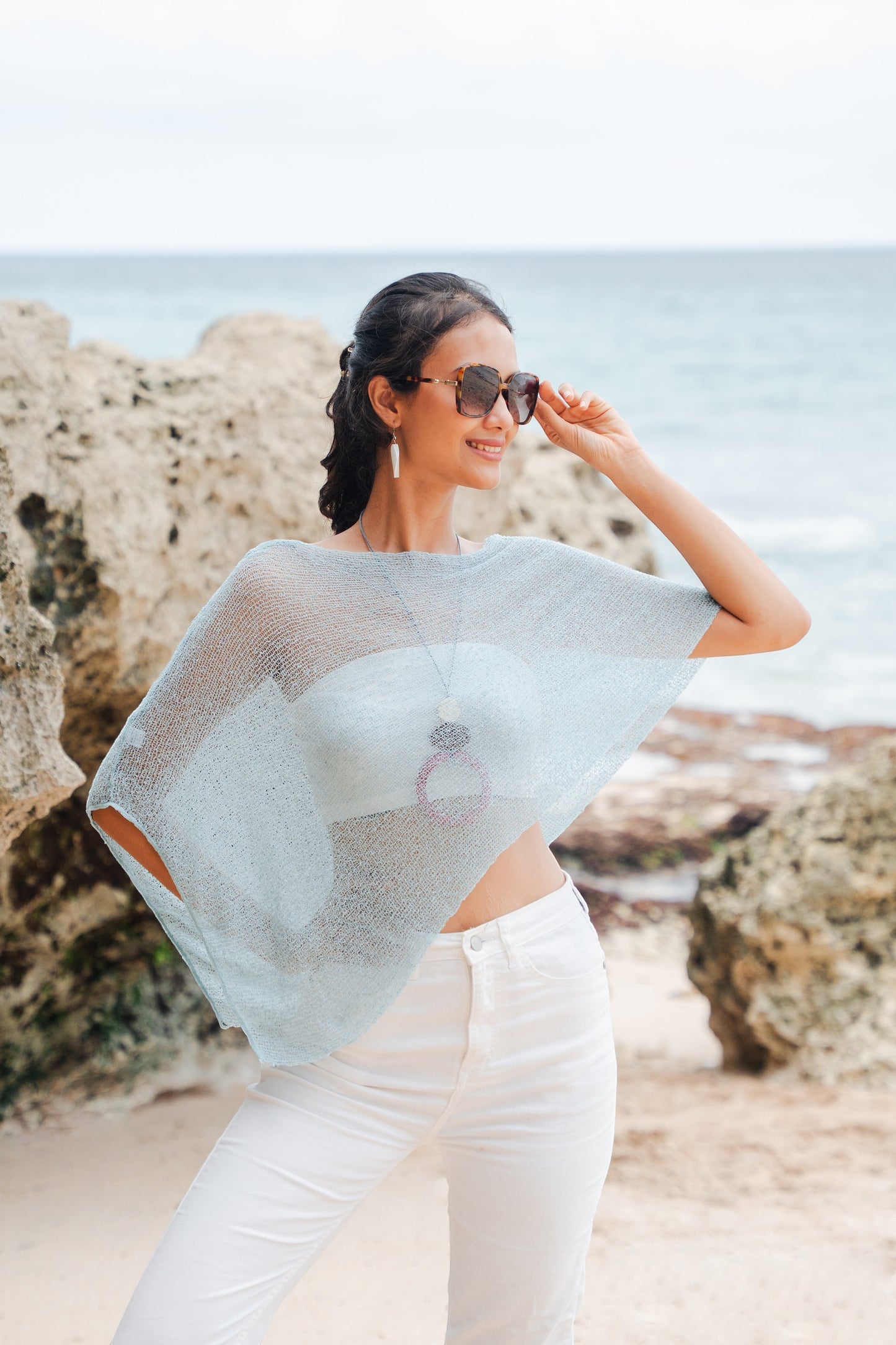 Sheer Mesh Poncho - Mint