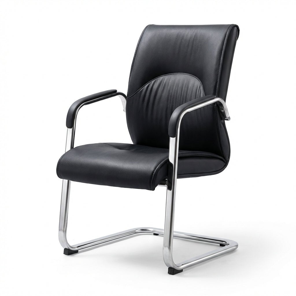 Marrakech Premium Black Leather Visitor Chair