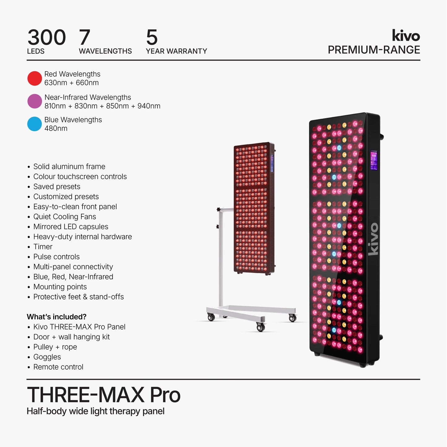Kivo THREE-WIDE Pro: Premium Large Red Light Therapy Panel