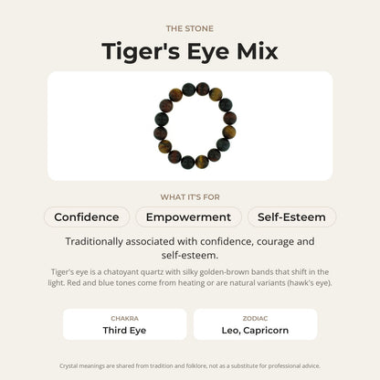 Tiger's Eye Mix Round Bracelet - 12mm