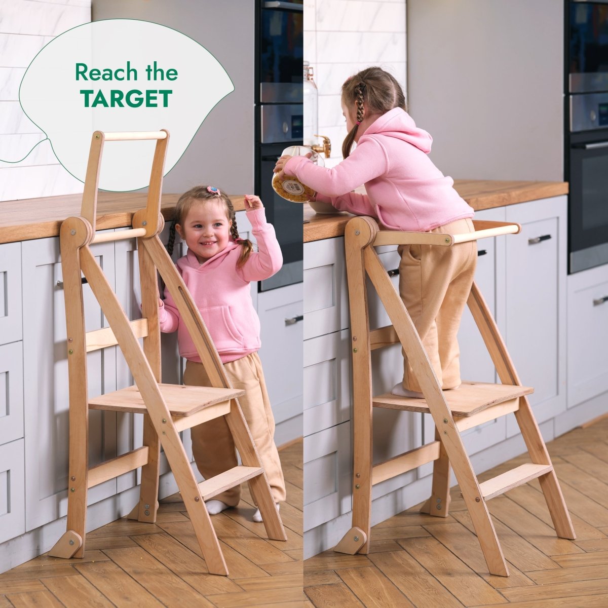 Toddler Tower: Foldable Step Stool for Toddlers - Gray