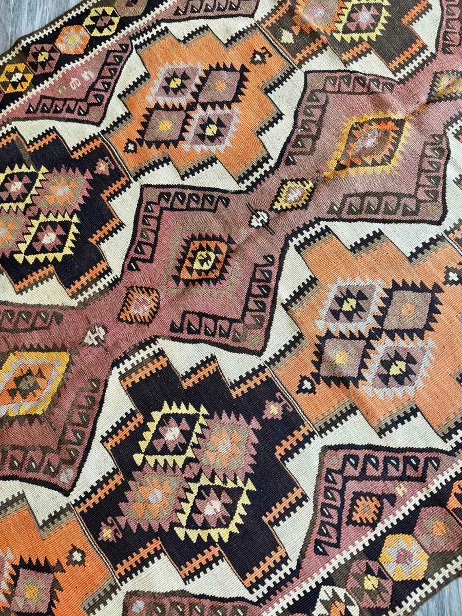 Turkish Kars Kilim Runner Rug | 4' 2" x 11' 6"