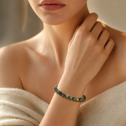 Turquoise African Round Bracelet - 8mm