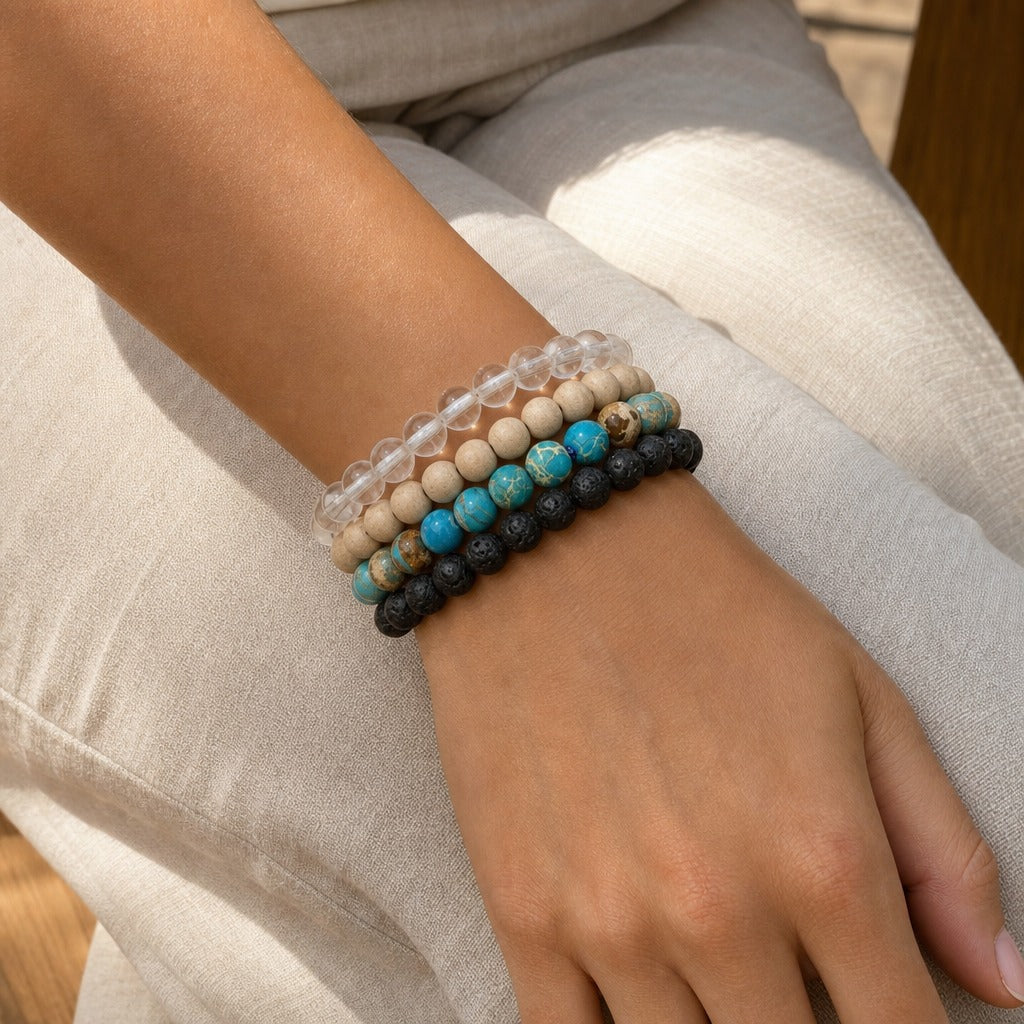 Turquoise Impression Jasper Round Bracelet - 8mm (Enhanced)