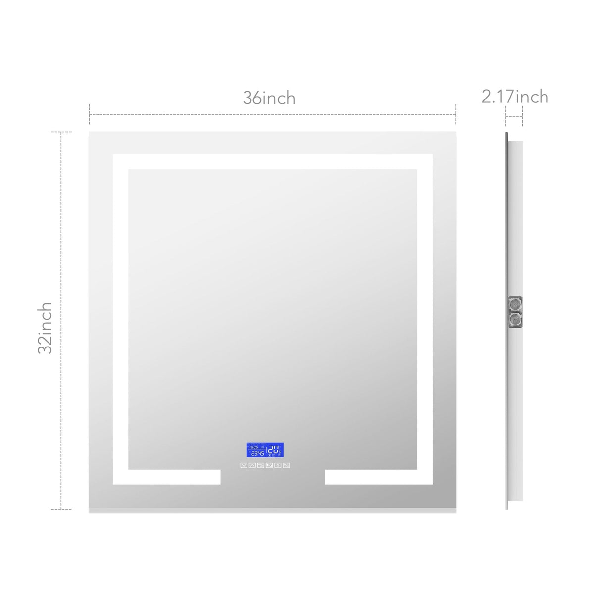 30" / 36" LED Bathroom Mirror with Bluetooth Speaker & Clock, Anti-Fog