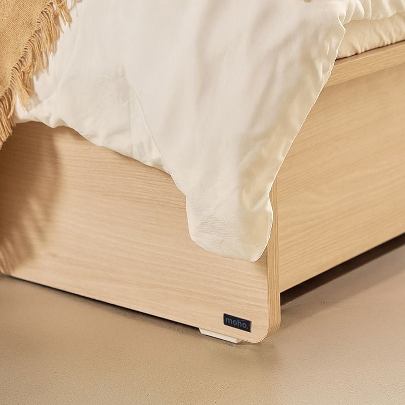 Vienna Wooden Bed with Storage Drawers & Integrated Power Outlets (Natural Wood)