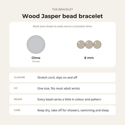 Wood Jasper Matte Round Bracelet - 8mm